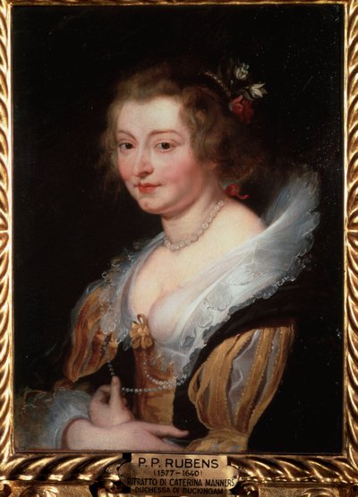 Portrett av Catherine Manners, hertuginne av Buckingham - olje på panel, ca. 1625-1629 av Peter Paul Rubens