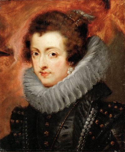 Portrett av Elisabeth av Frankrike (1602-1644), dronningkonsort av Spania - Pieter Paul Rubens (1577-1640). Olje på tre, ca. 1629. Dimensjon : 48,5x40,5 cm. Kunsthistorisk museum, Vienne av Peter Paul Rubens