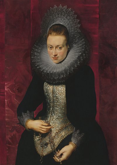 Portrett av en ung kvinne med en rosenkrans av Peter Paul Rubens