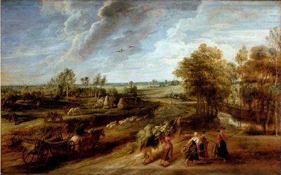 Retur av bøndene etter arbeidsdagen i åkrene (olje på lerret av Peter Paul Rubens