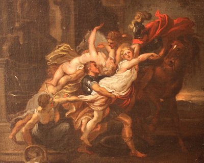 Die Entführung der Sabinerinnen, Öl auf Leinwand, Unbekannter Künstler av Peter Paul Rubens
