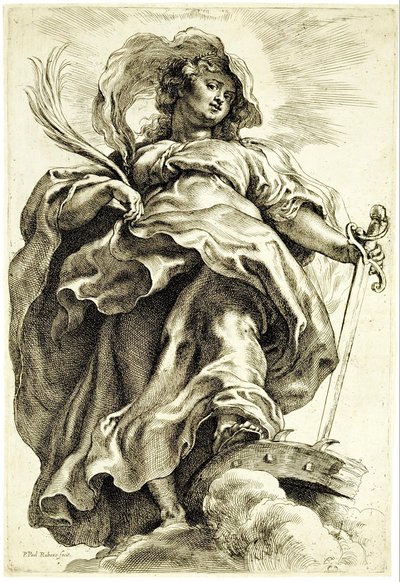 Den hellige Katarina av Alexandria i skyene av Peter Paul Rubens