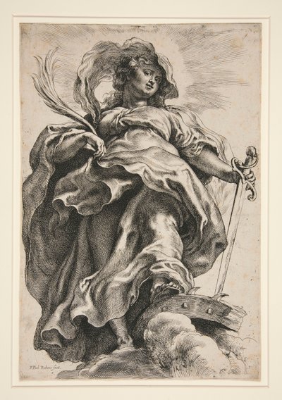Saint Catherine i skyene av Peter Paul Rubens