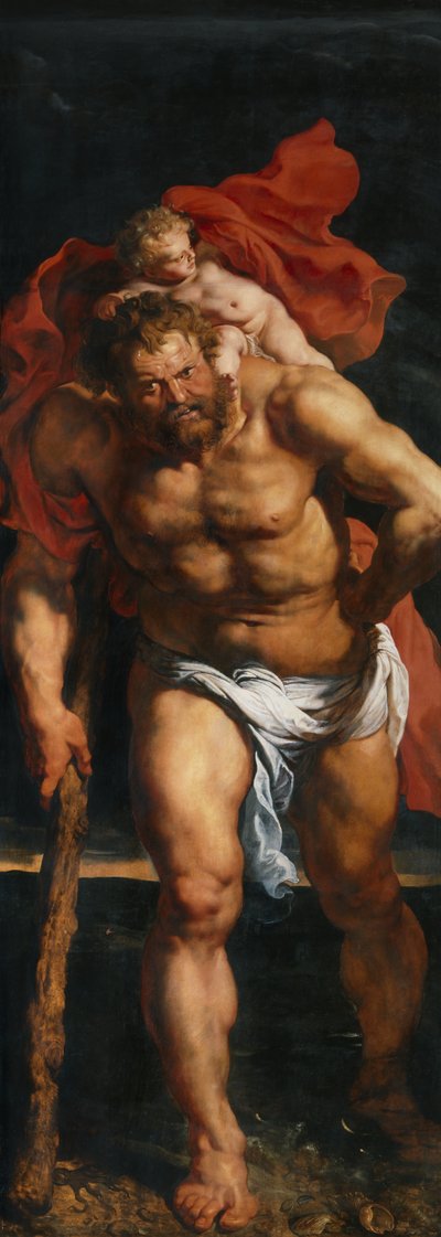 St. Christopher og Eremitten, venstre utenfor lukkeren for Nedstigningen fra korset triptyk av Peter Paul Rubens