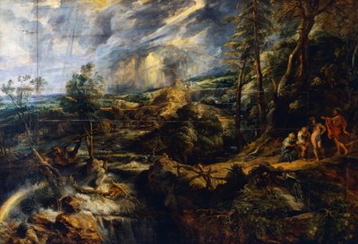 Stormfullt landskap, ca. 1625 (olje på panel) av Peter Paul Rubens