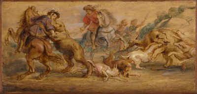Studie for "The Bear Hunt" (for Alcázar, Madrid) av Peter Paul Rubens