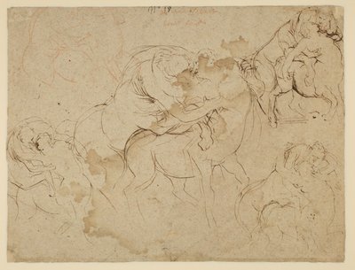 Studie av mannsfigurer og kvinnelige kentaurer (Centaurides) (verso) av Peter Paul Rubens