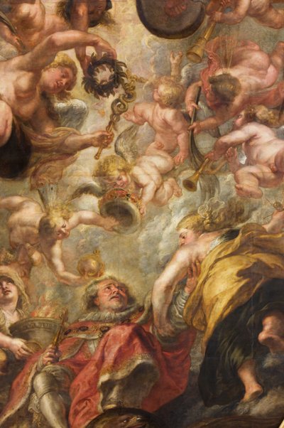 The Apotheosis of King James I, The Rubens Ceiling, Banqueting House, Whitehall, ca. 1629-34 (olje på lerret) av Peter Paul Rubens