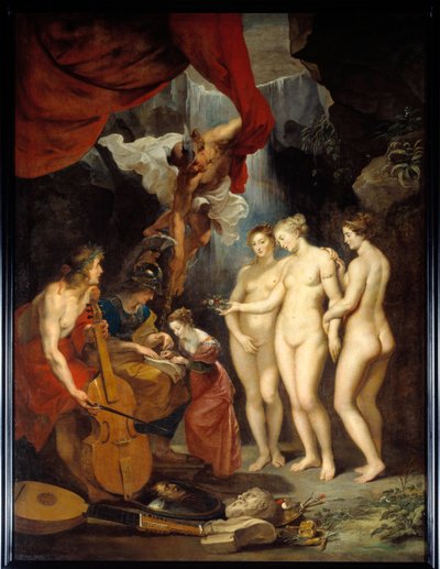 The Education of Mary of Medicis Allegorie som representerer instruksjonen til den unge dronningen Mary of Medicis (1573-1642) mellom Minerva, Mercury, Apollo og de tre Graces. Maleri av Pierre Paul (Pierre-Paul) Rubens (eller Peter Paul eller Petrus Paulu av Peter Paul Rubens