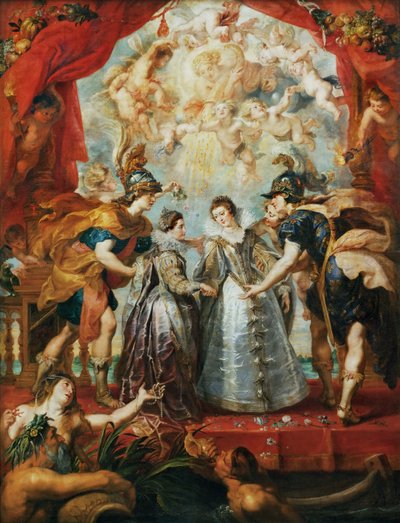 Prinsessenes utveksling ved den spanske grensen. Marie de Medici-syklusen av Peter Paul Rubens