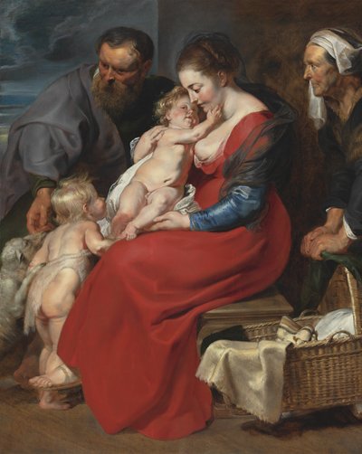 Den hellige familie med de hellige Elizabeth og døperen Johannes, ca. 1615 av Peter Paul Rubens