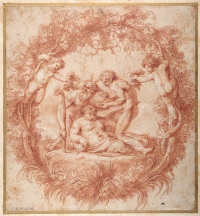 Utformingen av Tazza Farnese (rødt kritt med gouache på papir) av Peter Paul Rubens