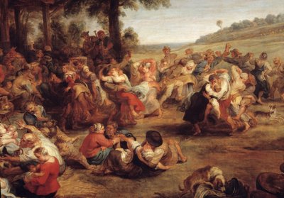 Messen eller bryllupet i landsbyen Detalj som representerer landsfesten. Maleri av Pierre Paul (Pierre-Paul) Rubens (eller Peter Paul eller Petrus Paulus) (1577-1640), flamsk skole av Peter Paul Rubens