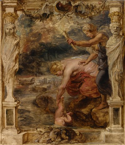 Thetis dypper spedbarnet Achilles i elven Styx, ca. 1635. av Peter Paul Rubens