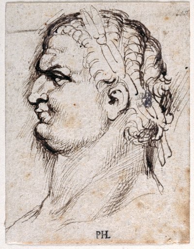 Titus, fra ti tegninger av åtte av de første tolv Cæsarene, etter Giovanni da Cavinos medaljer (penn og blekk på papir) av Peter Paul Rubens