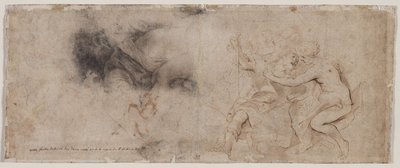 Venus avvæpner Mars, draperistudie, ca. 163235. av Peter Paul Rubens