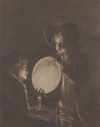 Two Boys Blowing a Bladder by Candle-light, 1773., 1773. av Peter Perez Burdett