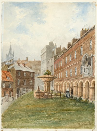 Holy Jesus Hospital, Newcastle upon Tyne (kroppsfarge, blyant og akvarell på papir) av Peter Petersen Toft