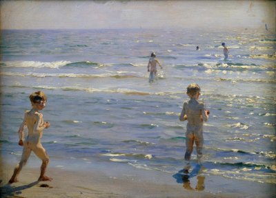 Badende gutter. Solskinn. Skagen av Peder Severin Krøyer