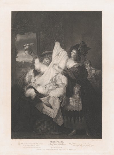 Falstaff in the Buck Basket Shakespeare, Merry Wives of Wi..., først utgitt 1793, gjenutgitt 1852. av Peter Simon