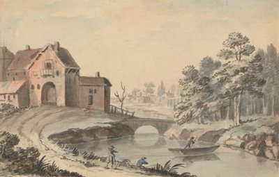 Figurer i et landskap ved en elv av Peter Tillemans