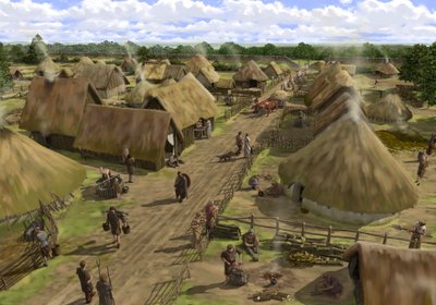 Jernalderby ved Silchester, fra nord mot sørlig inngang, c1990-2010. av Peter Urmston