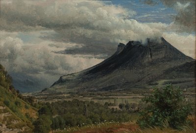Granier-massivet, utsikt tatt fra Cluse de Chambéry 1850 Olje på papir av Peter Vilhelm Carl Kyhn