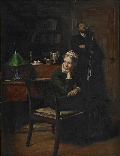 Familiescene i et interiør, 1885 av Peter Vilhelm Ilsted