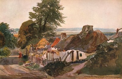 En gate med hytter, c1820 av Peter de Wint