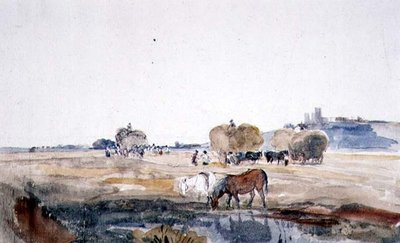 A Lincoln Hayfield (akvarell på papir) av Peter de Wint