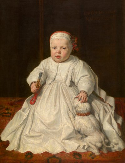 Portrett av et barn (olje på lerret, montert på tre) av Peter van Lint