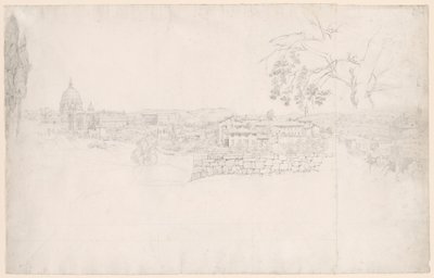 Fantasy Panorama av Roma fra St. Peters til Castel San Angelo av Peter von Hess