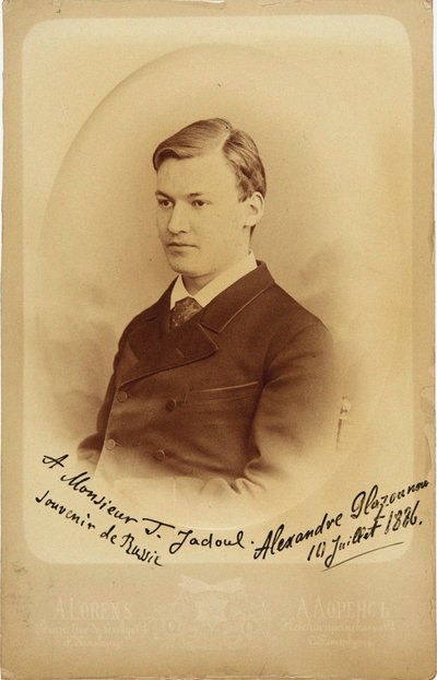Portrett av komponisten Alexander Glazunov 1865-1936, 1886. av Petersburg . Photo studio Alfred Lorens