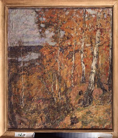 Høst elegi. Maleri av Pyotr Ivanovich Petrovichev (Pyotr Petrovichev) (1874-1947), olje på lerret av Petr Ivanovic Petrovichev