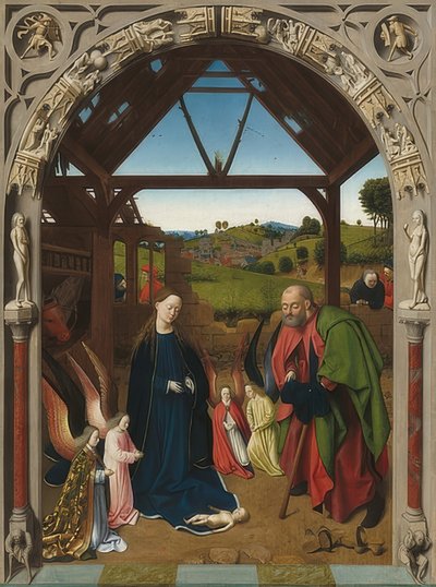 Kristi fødsel. Rundt 1450 av Petrus Christus