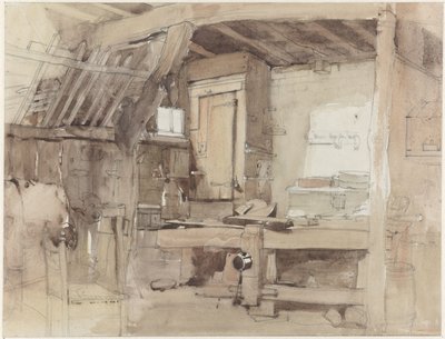 Hjørne av snekkerverkstedet til Klingelbeek-huset i Oosterbeek av Petrus Franciscus Greive