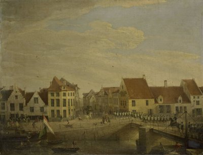 Nederlandske tropper som passerer gjennom festningen Dendermonde av Petrus Groenia
