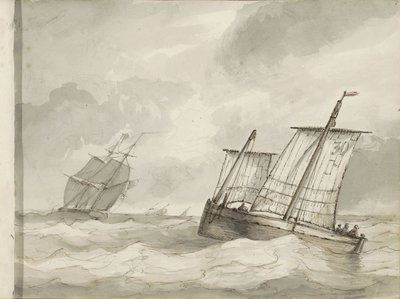Seilskuter på et urolig hav av Petrus Johannes Schotel (circle of)