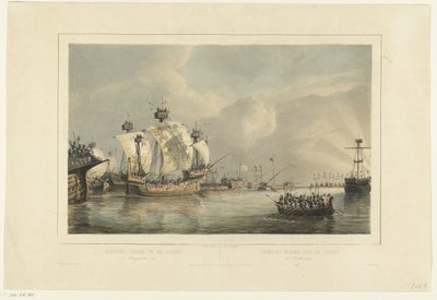 Slaget ved Gouwe, 1304 Sjøslag på Gouwe 11. august 1304 / Combat naval sur la Goude 11 Aout 1304 (tittel på objekt) av Petrus Johannes Schotel