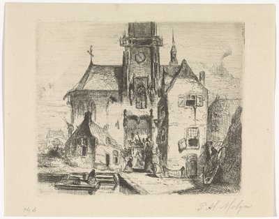 Prosesjon i døråpningen til en kirke av Petrus Marius Molijn