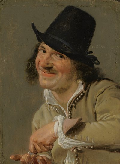 Høring: En mann som teller mynter. . Fra serien Personifications of the Five Senses, ca. 1635-66 (olje på tre) av Petrus Staverenus