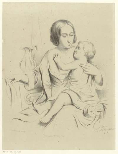 Mor med barn på fanget av Petrus Theodorus van Wijngaerdt