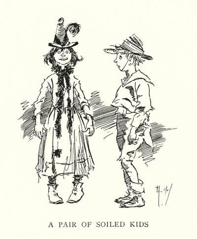 Et par skitne barn (litho) av Phil May