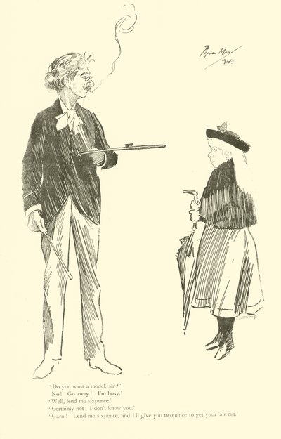 Tegneserie av Phil May, fra 1890-tallet (litho) av Phil May