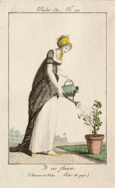Den kommer til å blomstre (Hår og fichu. Kjole av gas.) av Philibert-Louis Debucourt