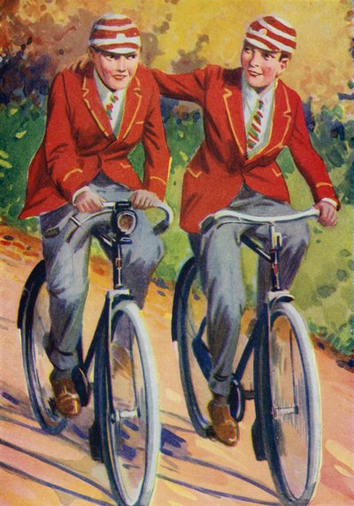 Gutter i skoleuniform, sykling (farge litho) av Philibert Louis Debucourt