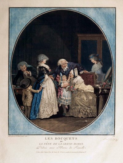 Gratulerer med bestemorens navnedag, 1788. av Philibert Louis Debucourt