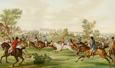 Horse Race - farget gravering av Debucourt av Philibert Louis Debucourt