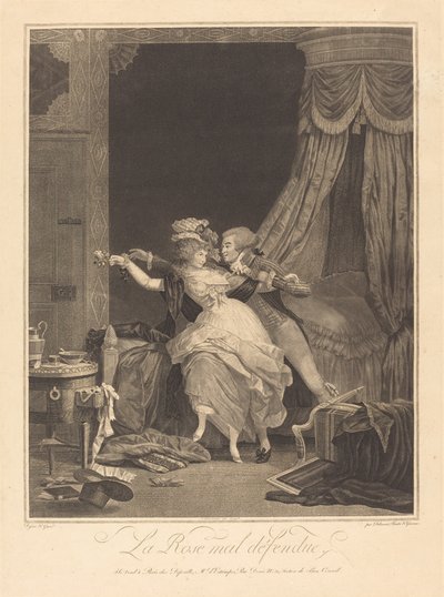 La Rose mal defendue (The Poorly Defended Rose) av Philibert Louis Debucourt