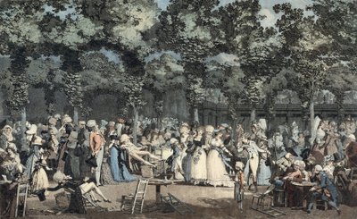 Den offentlige promenaden ved Palais-Royal av Philibert Louis Debucourt